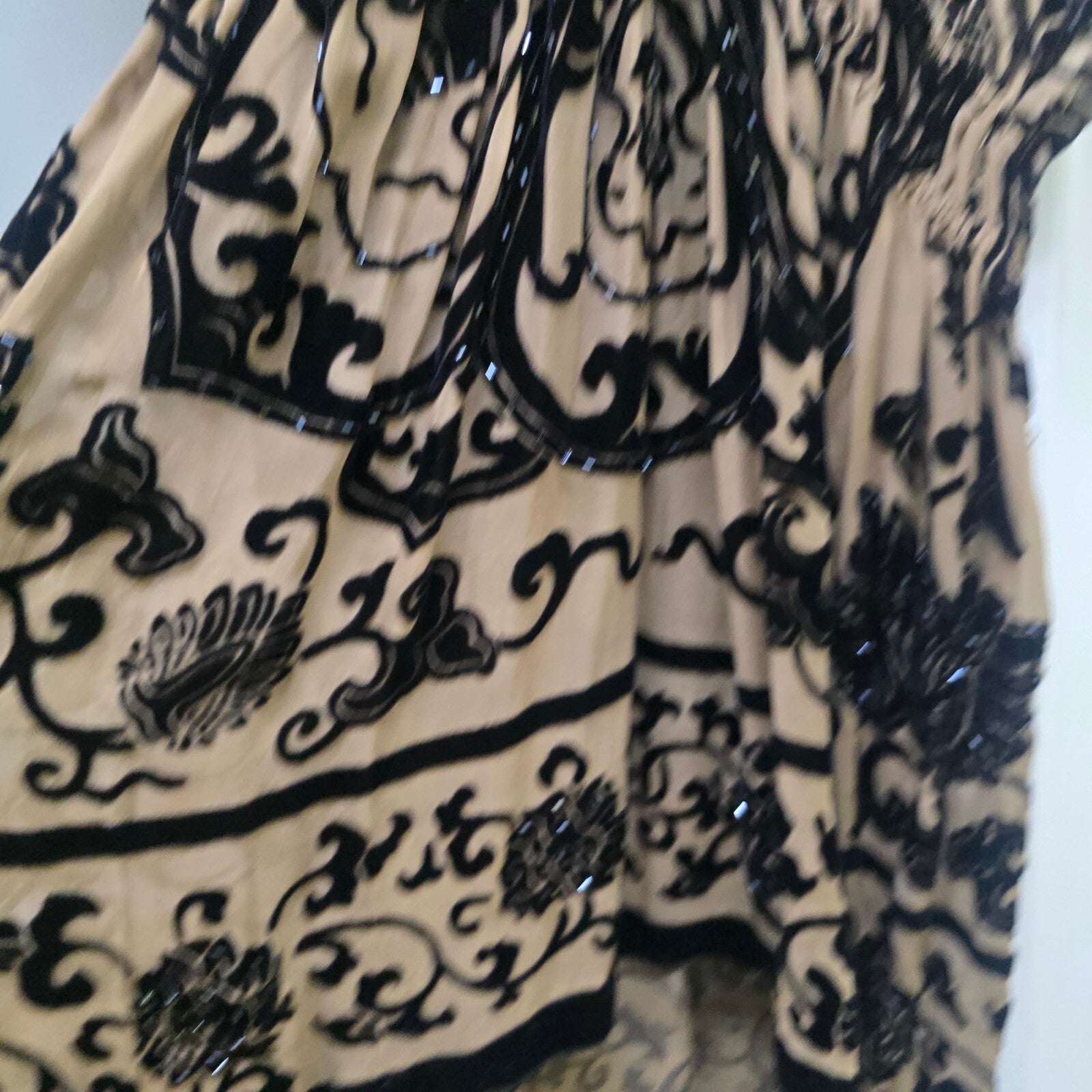 Joseph Beige and Black Velvet Embroidered Silk Mini Dress Size S rare vintage