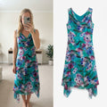 Stella Morgan Floral Sleeveless Dress Size 12, cowl neck, ruffle hem, wedding