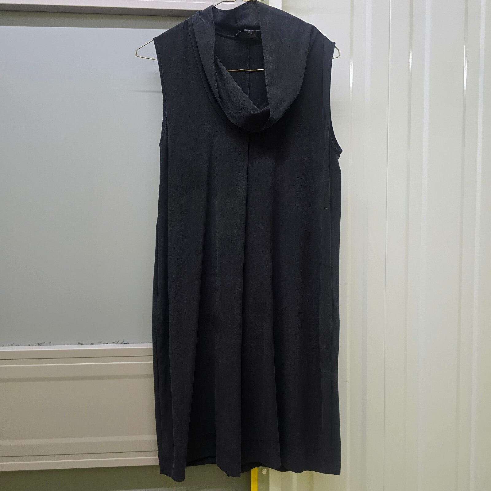 COS Sleeveless Black Cowl Neck Silk Luxury Lightweigh Knee Length Dress