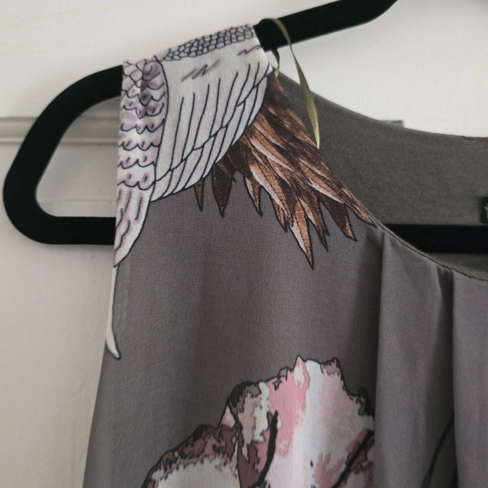 Quiz Sleeveless Tunic Blouse Sleeveless Top with Crane & Floral Print, Small