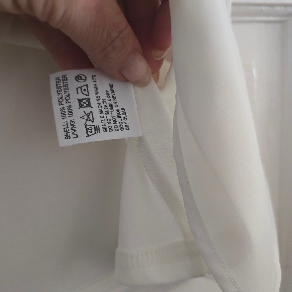 Eastex White Blouse, short sleeve top with Decorative Neckline, UK Size 12