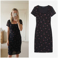 Daisy Street Black Floral Mesh Midi Dress UK 10, summer, festival, holiday boho