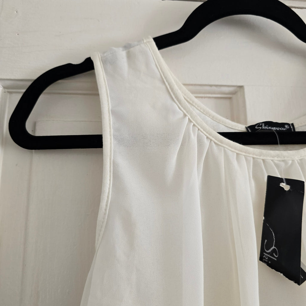 Skinwear Two-Tone Sleeveless Mini Dress Size S, BNWT, drape