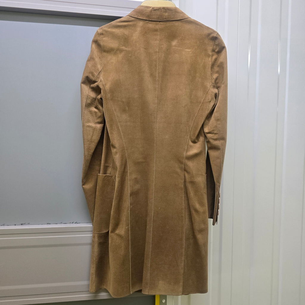 Jigsaw Tan Suede Leather Long Blazer Coat, Vintage, Luxury, Size 8
