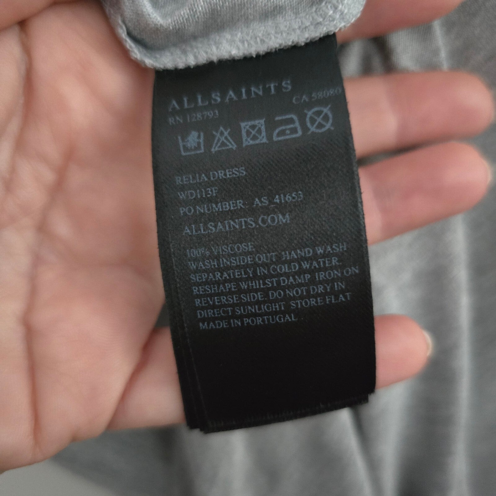 AllSaints Relia Grey Viscose Sleeveless Dress Size Medium, premium, luxury