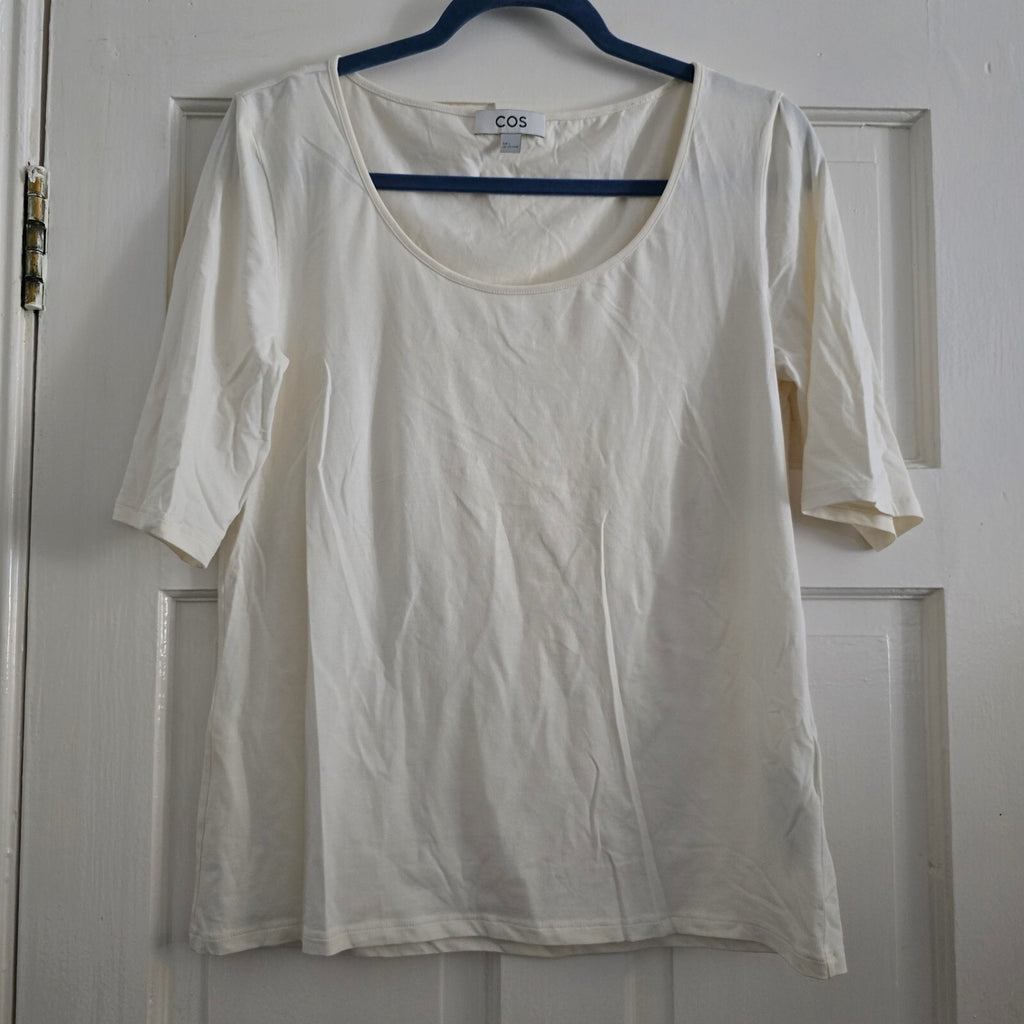 COS Cream Scoop Neck Half Sleeve Top Size Large, wardrobe staple, smart casual
