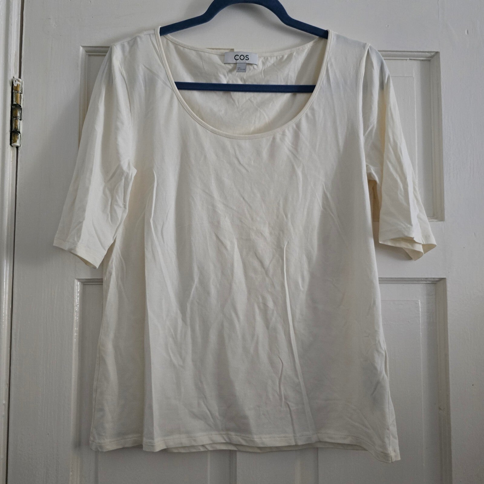 COS Cream Scoop Neck Half Sleeve Top Size Large, wardrobe staple, smart casual