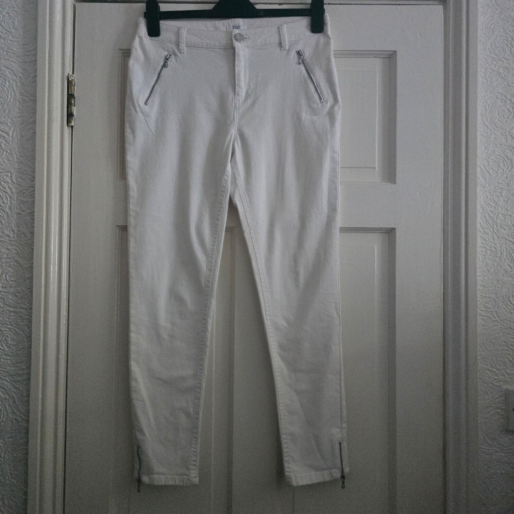 F&F White Skinny Jeans with Zip Detail UK 10, high waisted stretch skinny fit