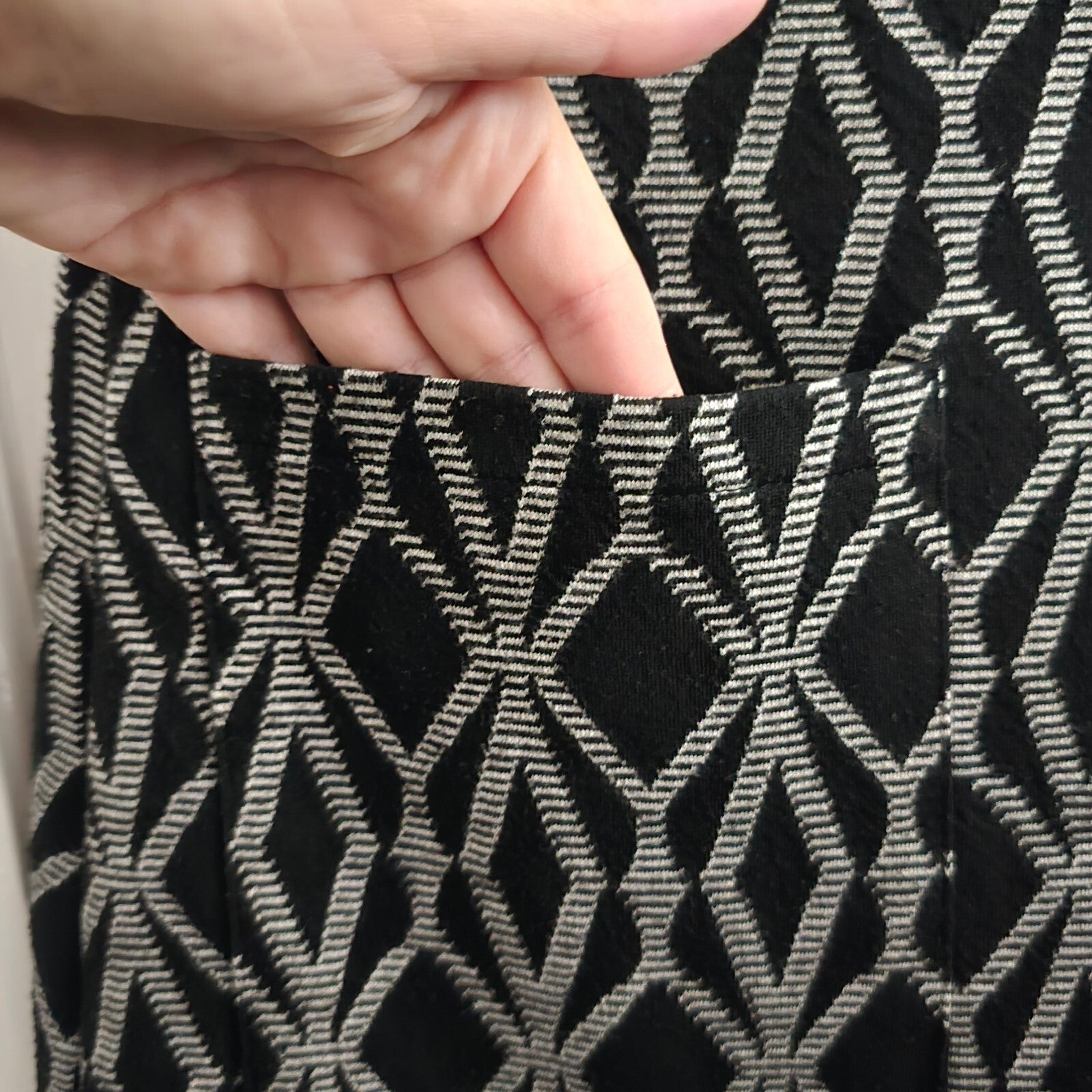 Next Black and Grey Geometric Pattern Short Sleeve Dress, size 8