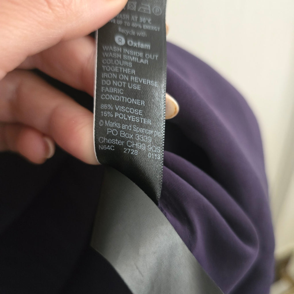 Autograph Blackberry Purple Button-Up Dress UK 8, relaxed fit, pockets, tunic
