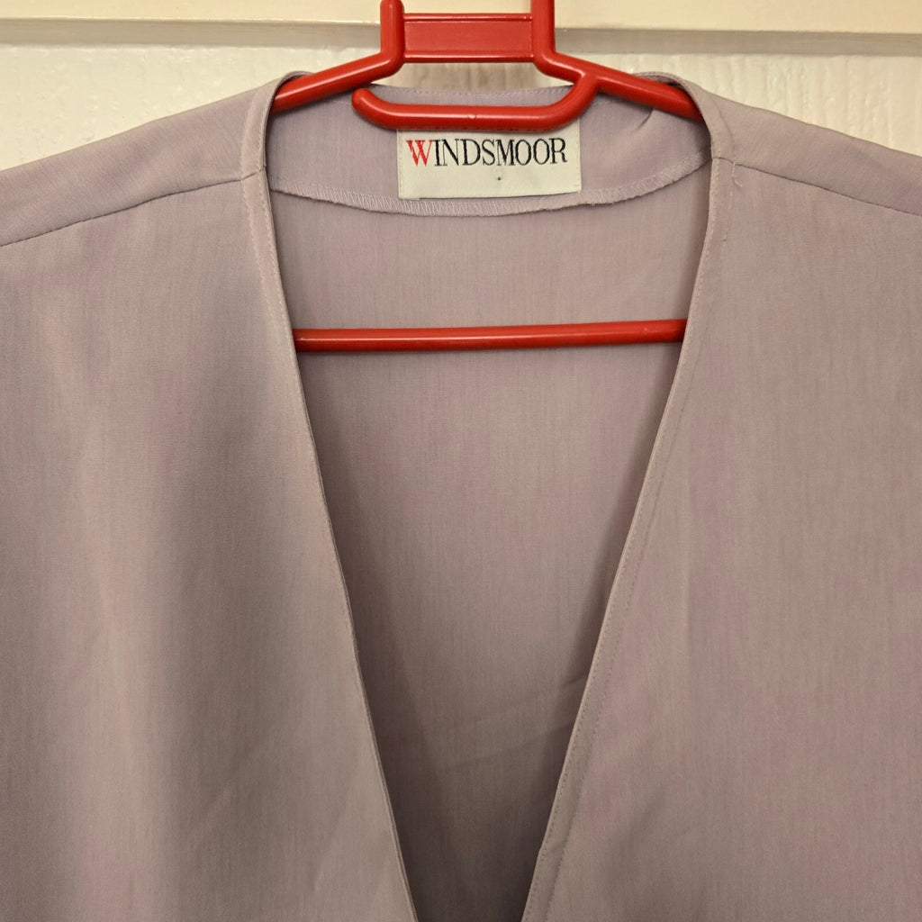 Windsmoor Lilac V-Neck Button Blazer, Purple Patterned Slip Skirt Suit Set coord