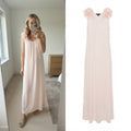 H&M Sleeveless Maxi Dress with Ruffle Shoulder Detail in Soft Pink, Size S, BNWT