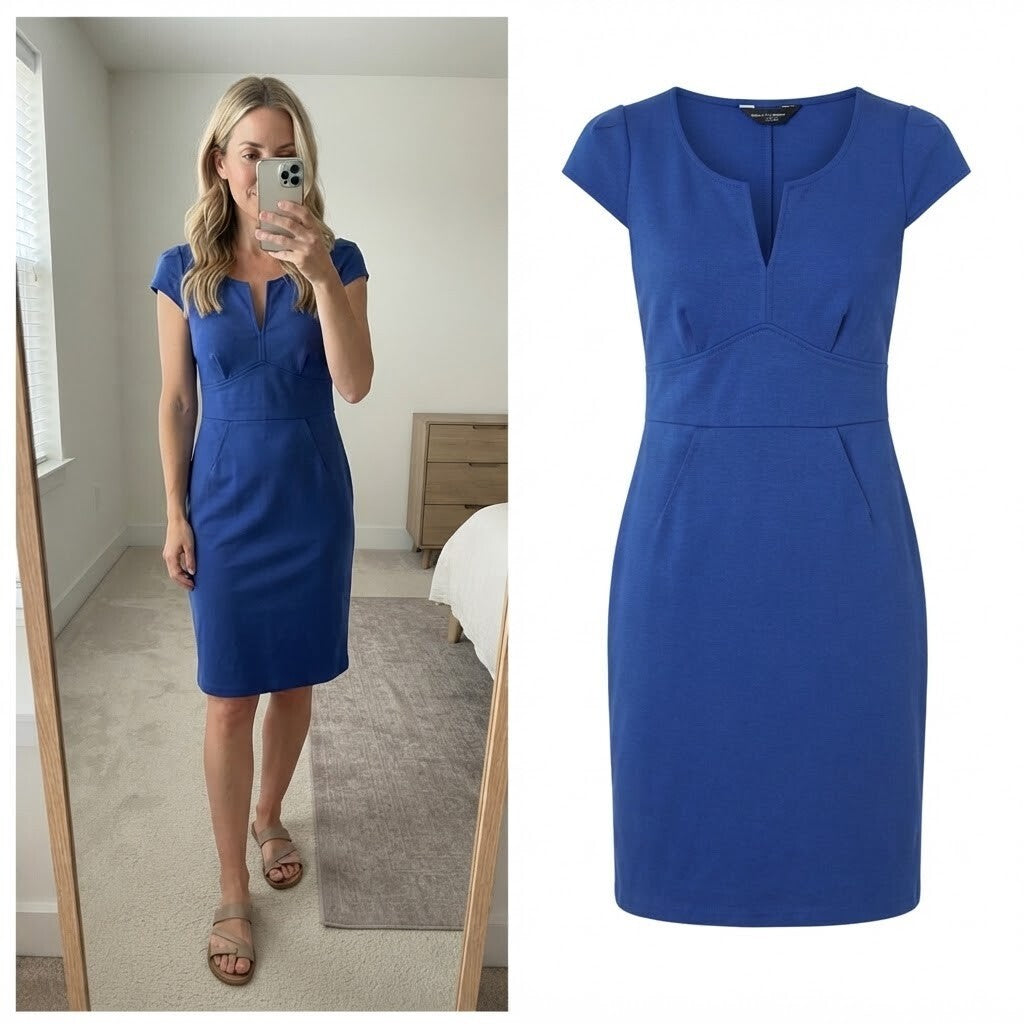 Dorothy Perkins Royal Blue Cap Sleeve Midi Dress UK 8 New with Tags, cobalt blue