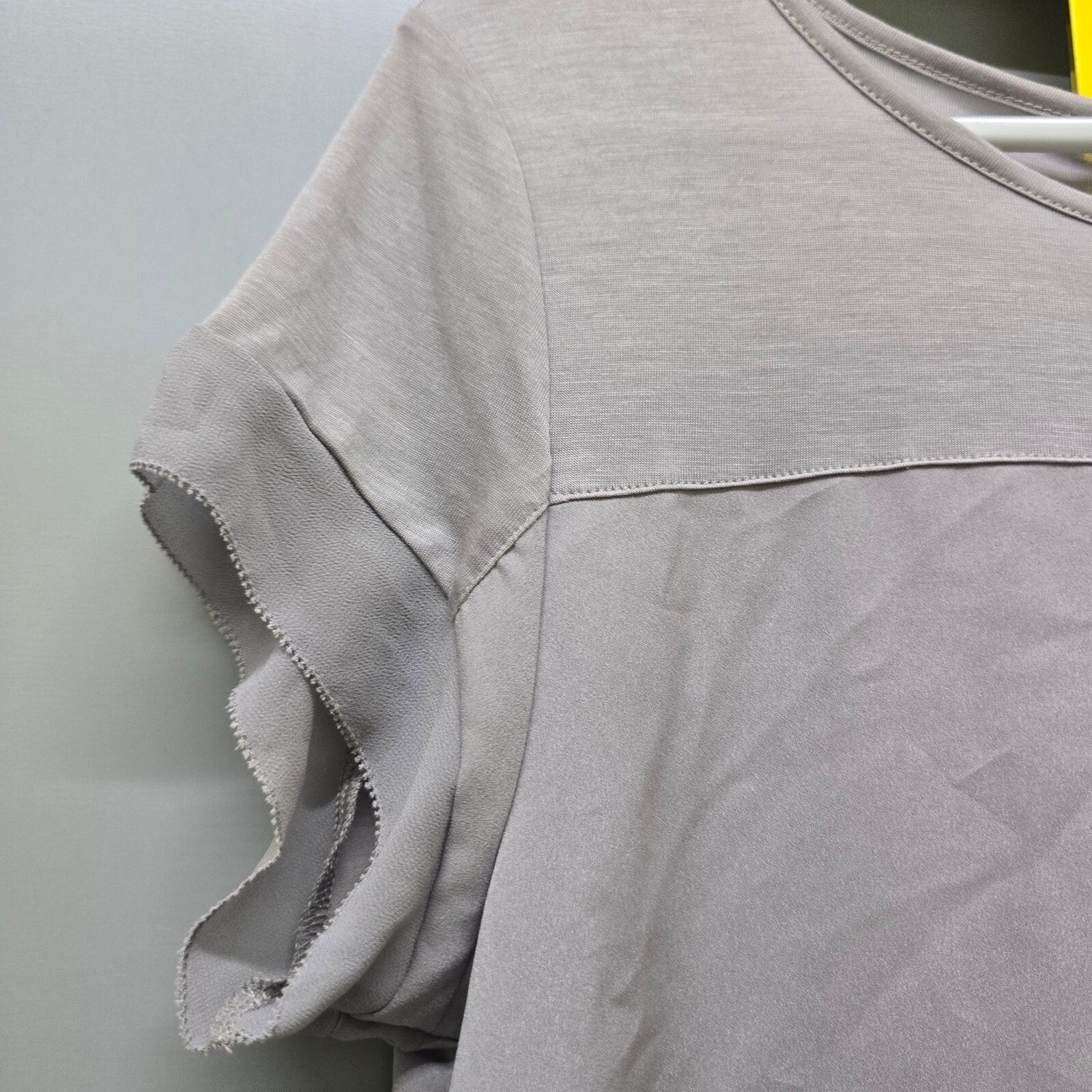 French Connection Dove Grey Polly Chif Raw SS Tunic Top XS, BNWT