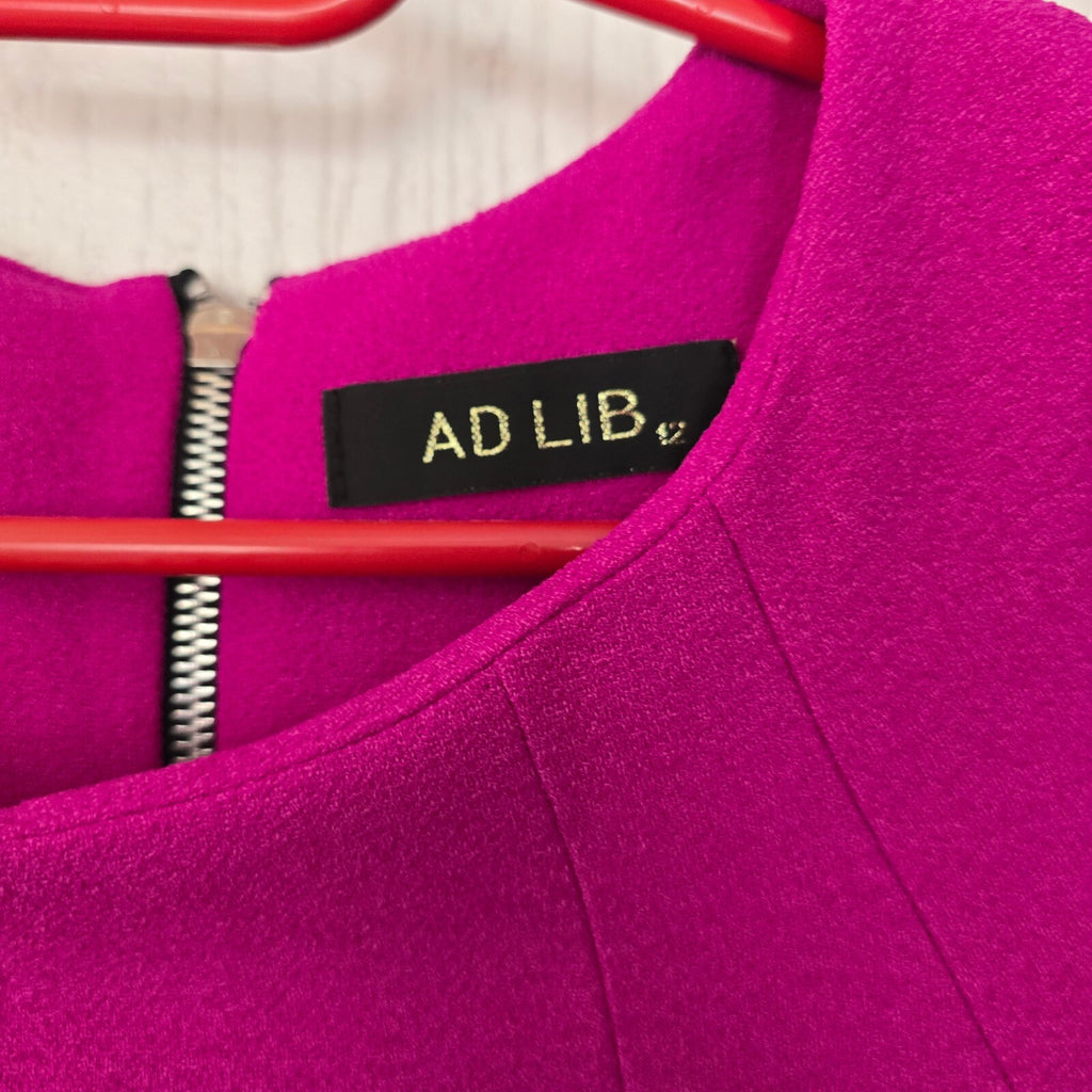 AD LIB Bright Pink Short Sleeve Shift Dress with Front Pockets, size 12