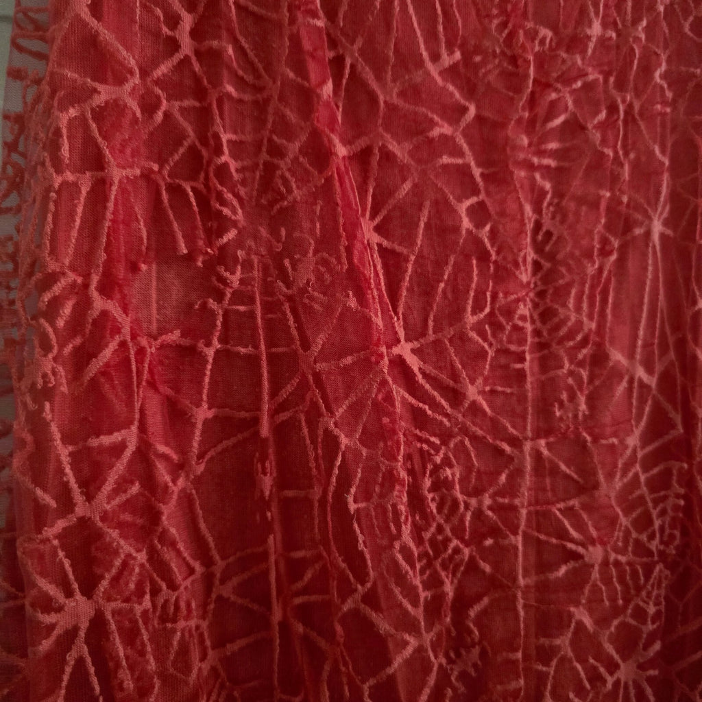 Coral Pink Sleeveless Lace Overlay Spiderweb Top, size M