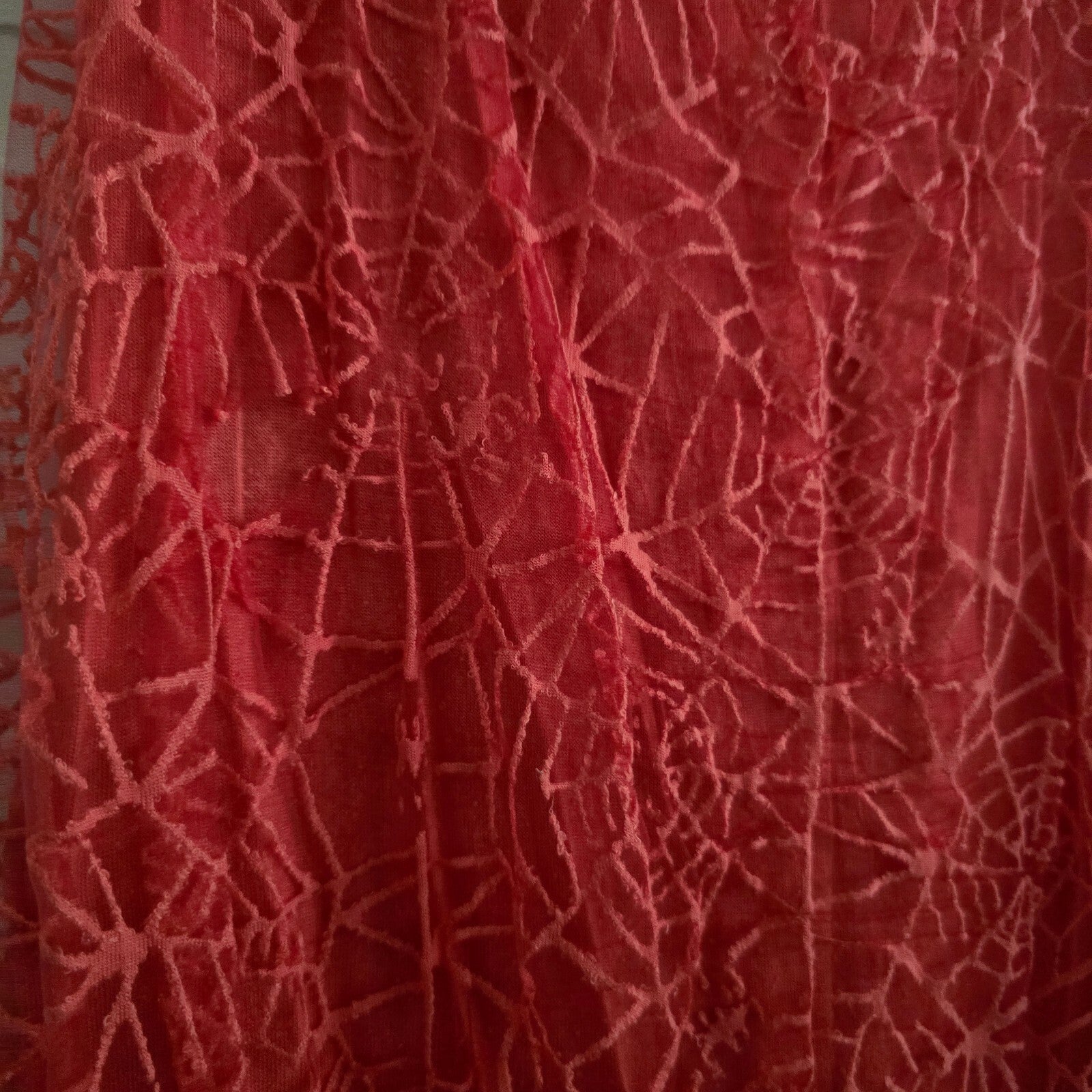 Coral Pink Sleeveless Lace Overlay Spiderweb Top, size M
