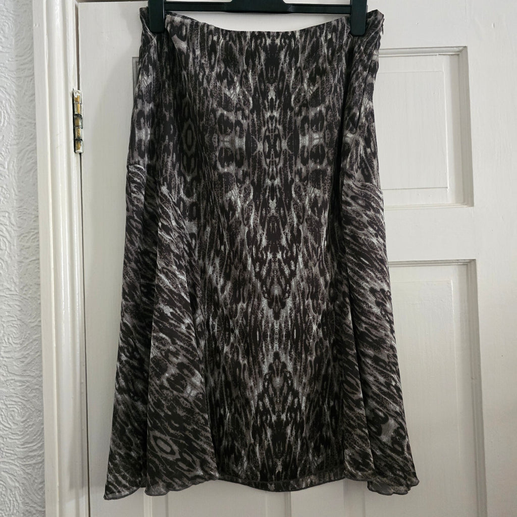 M&S Classic UK 14 Printed A-Line Skirt, animal print, layered, vintage