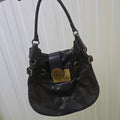 Joseph Vintage Leather Black Leather Shoulder Bag with Brass Hardware