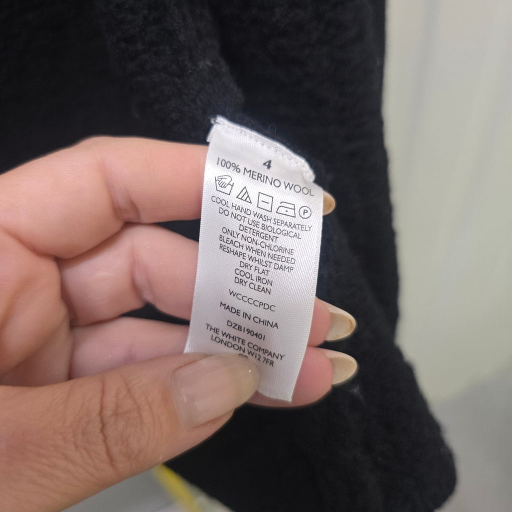 The White Company Black and Grey Merino Wool Cardigan Size UK 4, BNWT
