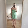 ZARA Green Daisy Print Spaghetti Strap Romper Playsuit Size S cute ditsy