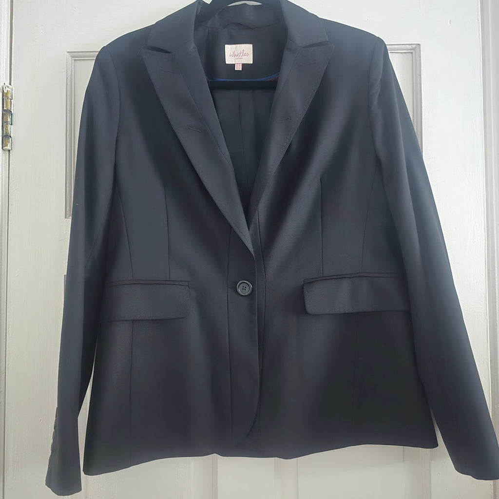 Whistles Black Single-Button Breasted Blazer Jacket UK14 EU42