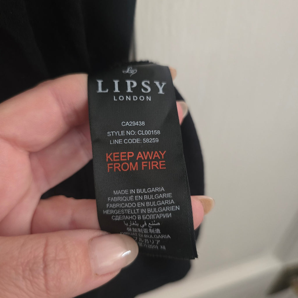 Lipsy London Black Sleeveless Jersey Maxi Dress with Front Knot Detail UK 10