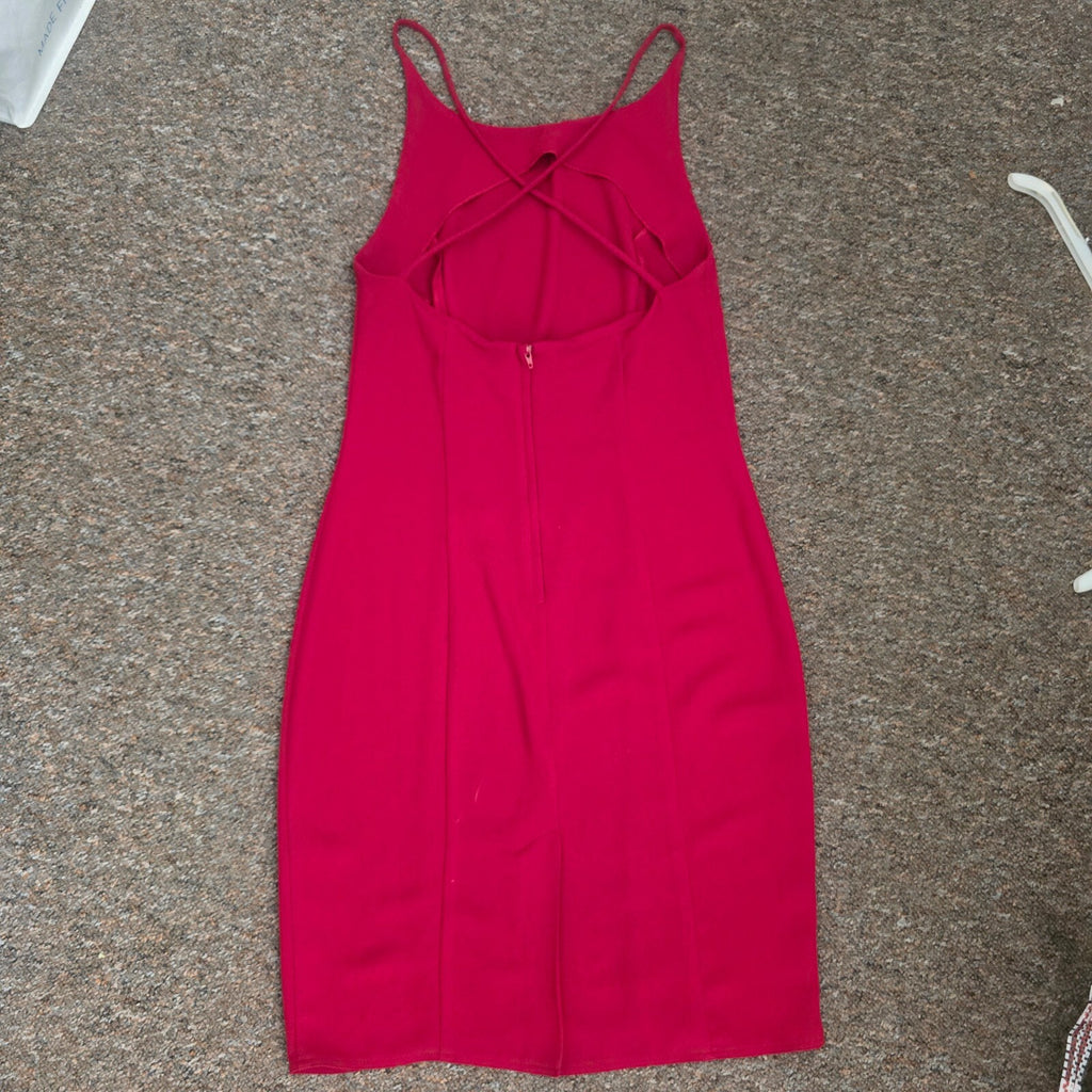 Wallis Red Strappy Back knee length Dress Size 10 work business smart casual criss cross back