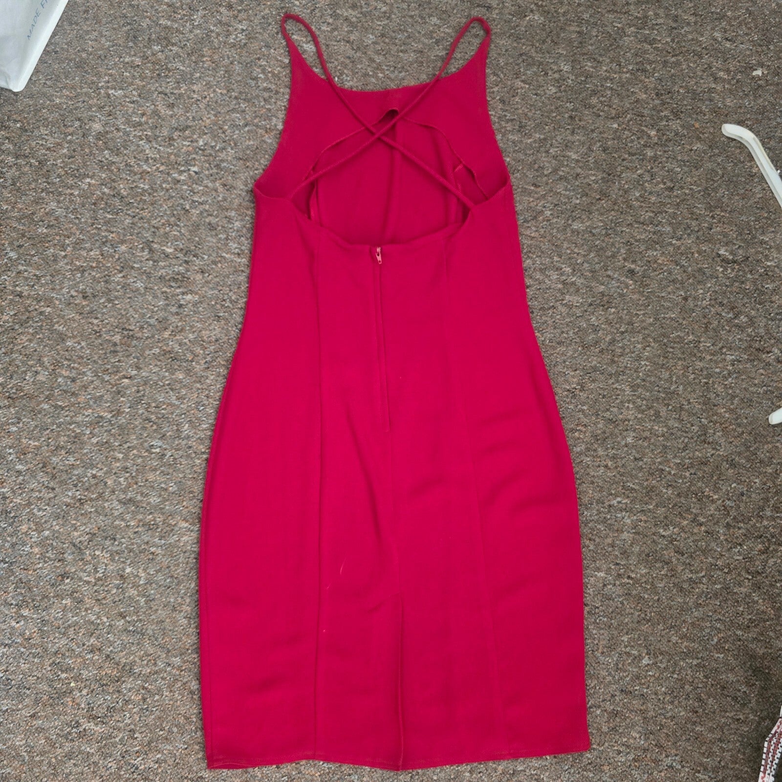 Wallis Red Strappy Back knee length Dress Size 10 work business smart casual criss cross back