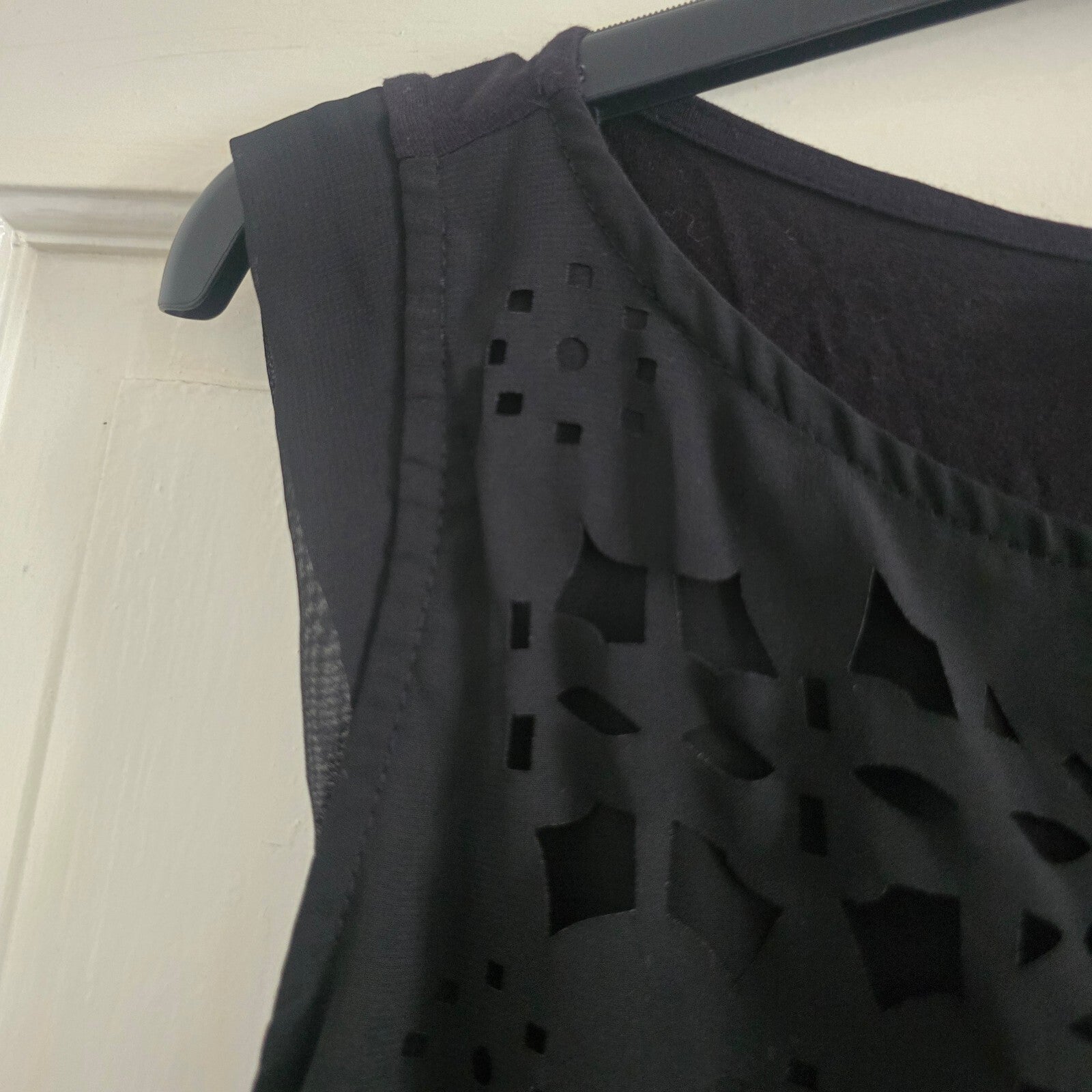 Zara Collection Black Sleeveless Cutout Overlay Tunic Top, size M