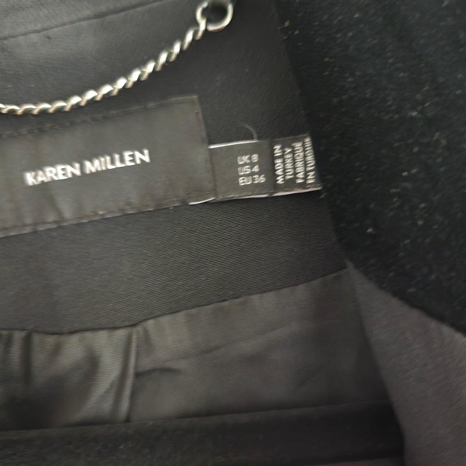 Karen Millen Black Double-Breasted Blazer Jacket UK 8, velvet collar, luxury