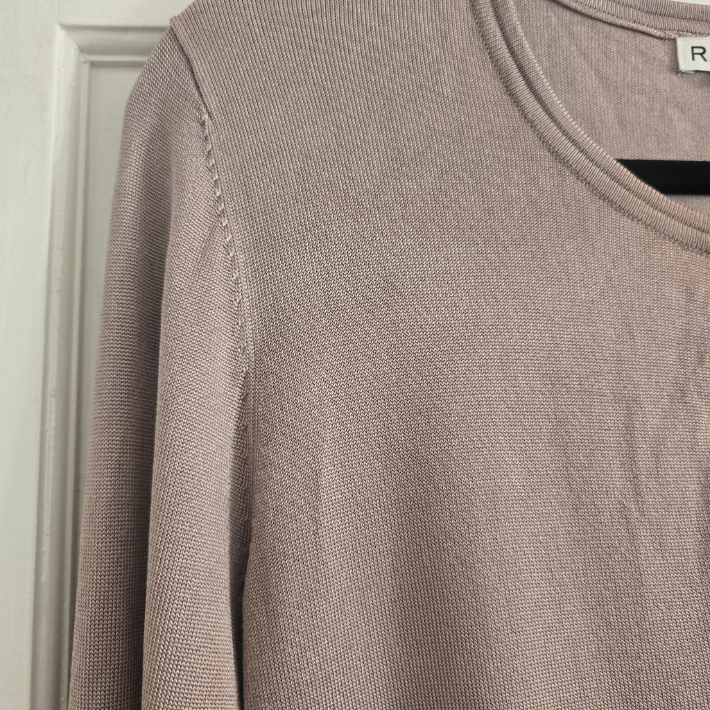 Reiss Women's Beige Viscose Blend Jumper with Keyhole Detail, size M, luxury