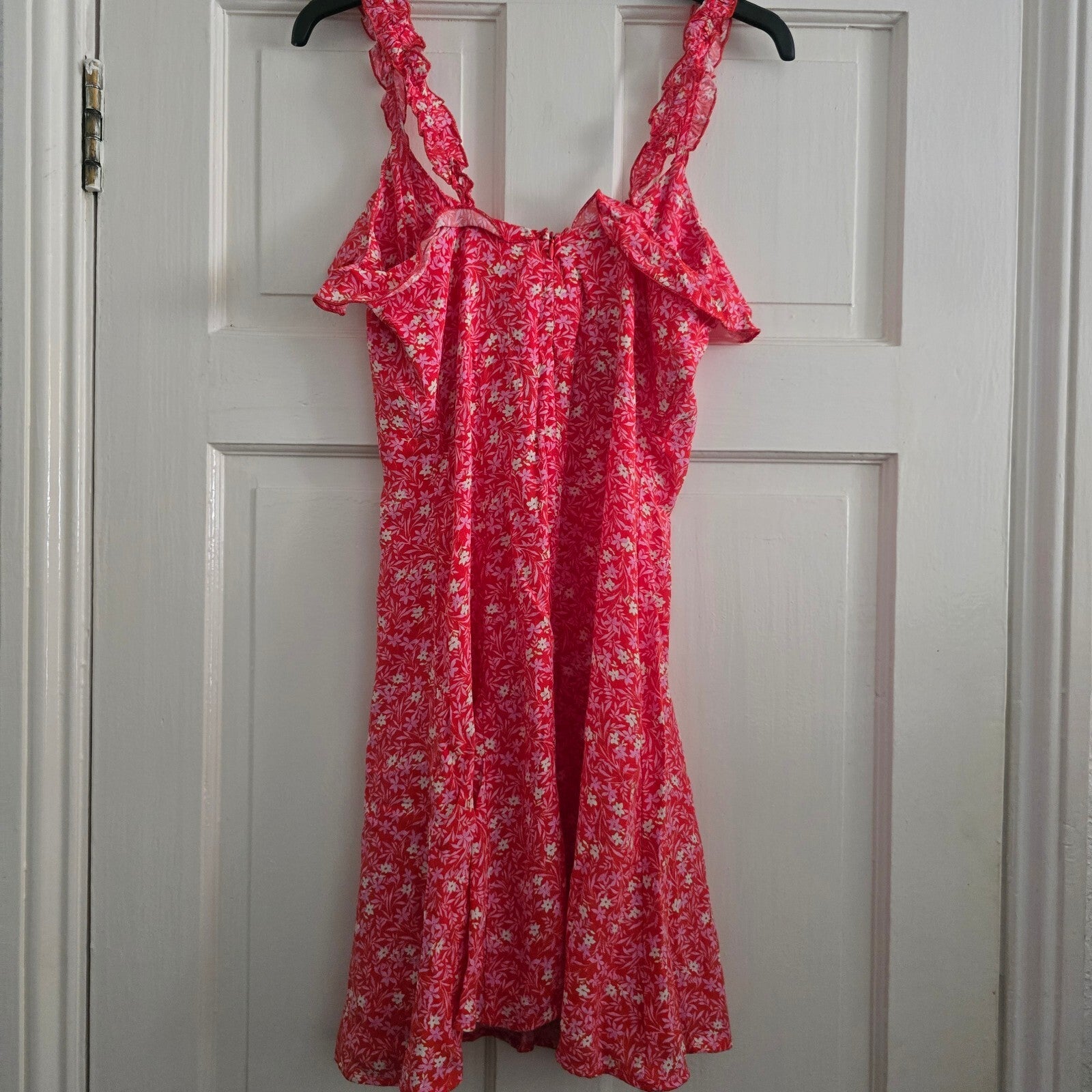 ZARA Red Floral Ruffle Strap Summer Mini Dress XS, cute, holiday, summer