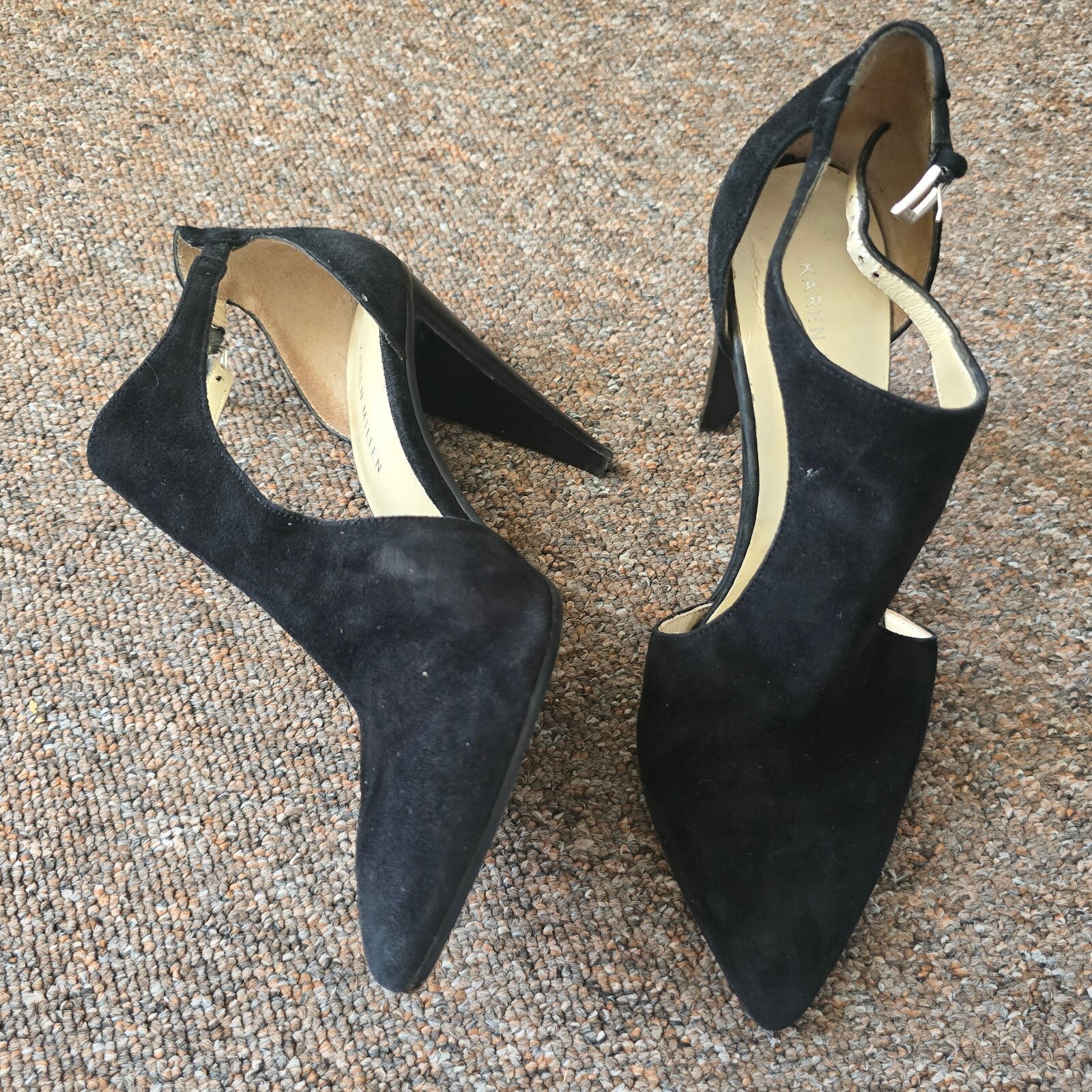 Karen Millen Black Suede Pointed Toe High Heel Shoes Size 39, UK 6