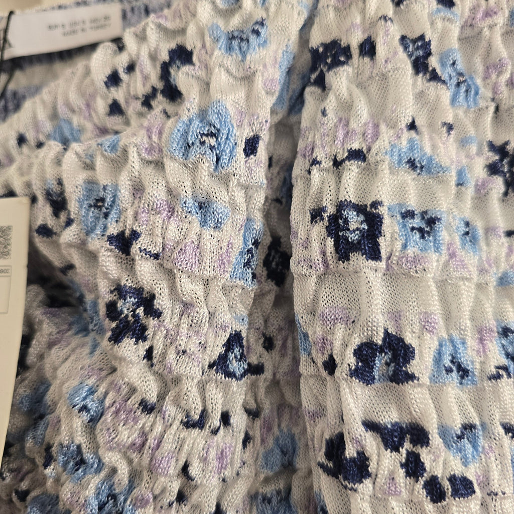 Zara Floral Smocked Off-Shoulder Crop Top Size S, BNWT, bandeau, strapless