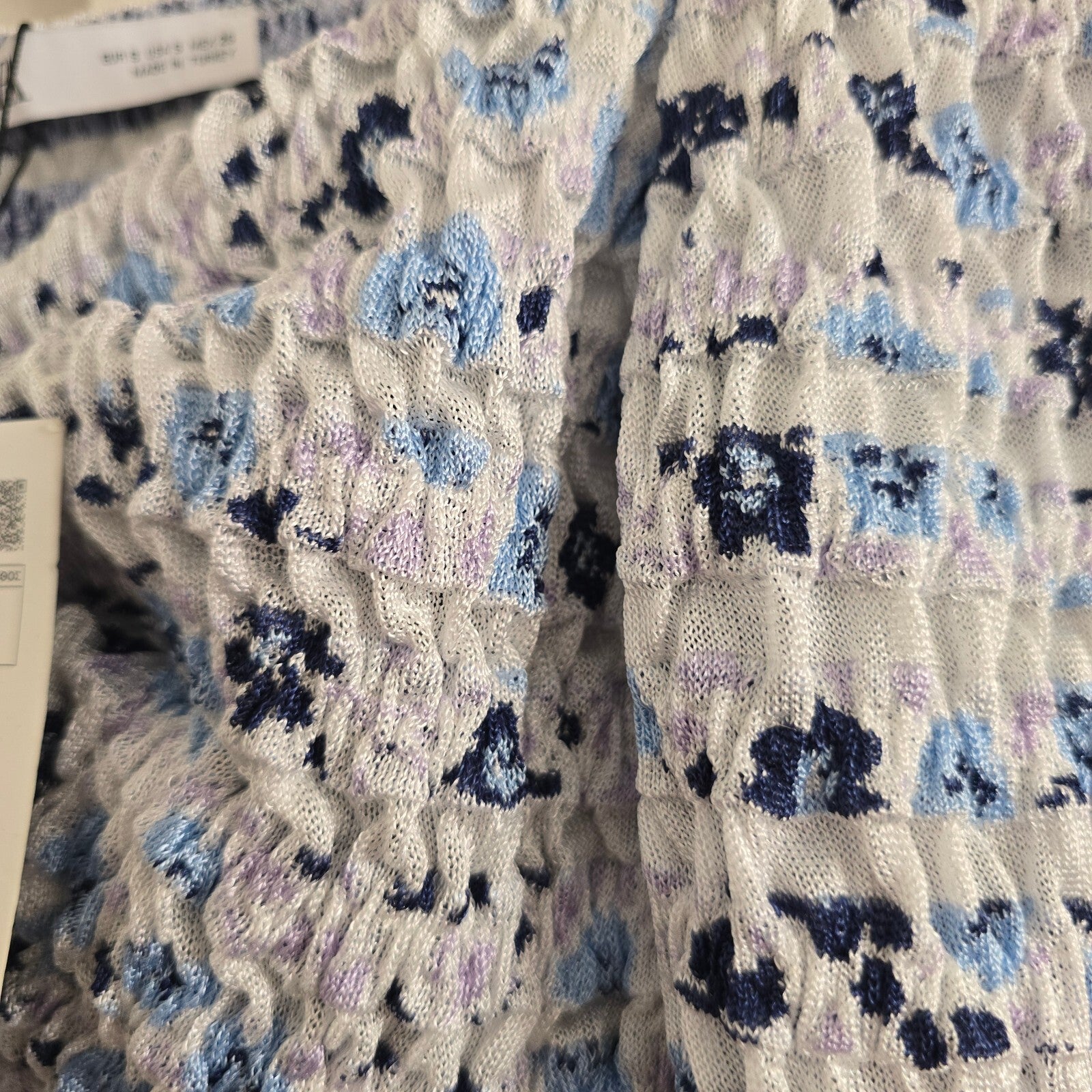 Zara Floral Smocked Off-Shoulder Crop Top Size S, BNWT, bandeau, strapless