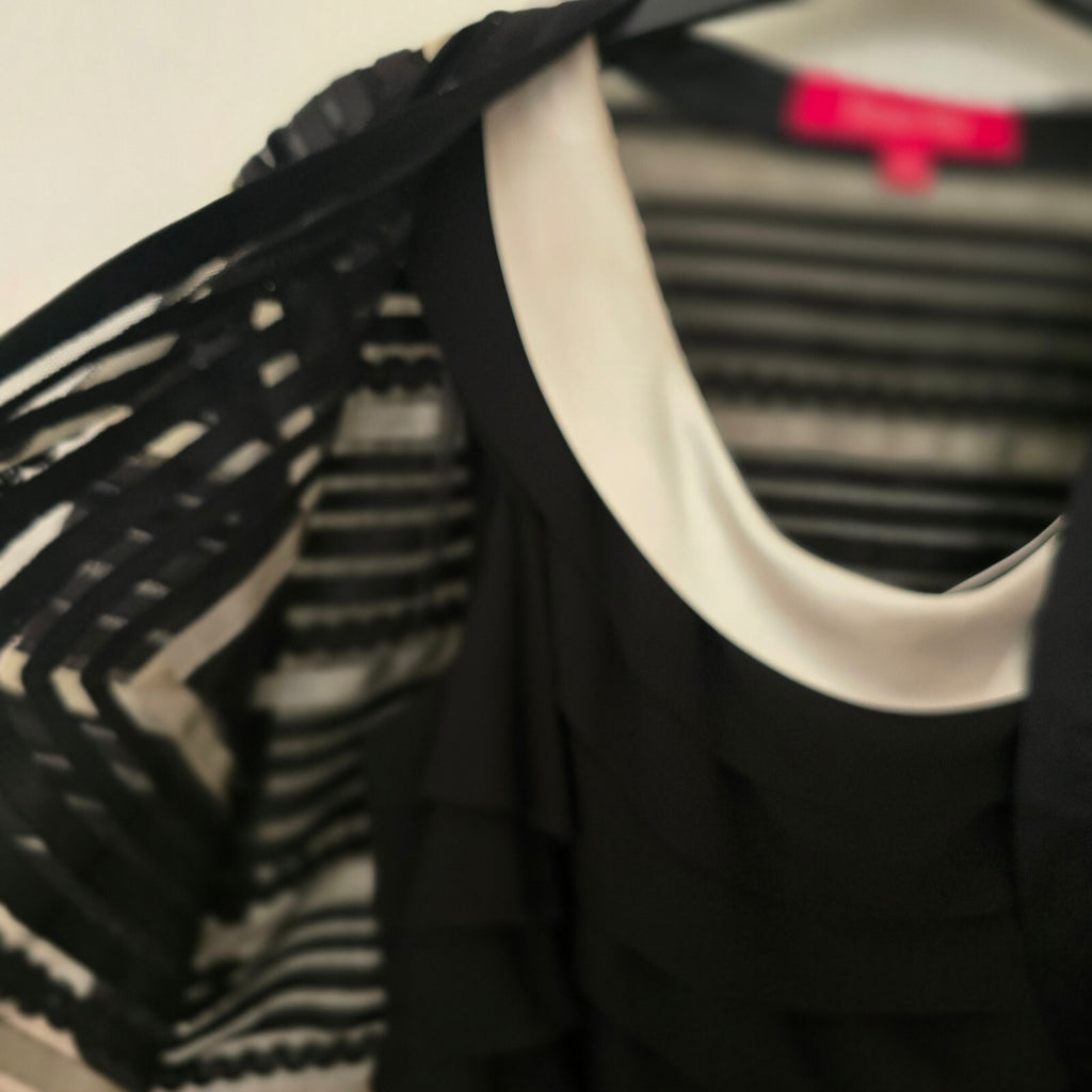 Jacques Vert Black and White Sleeveless Dress with Matching Bolero Jacket 18/20
