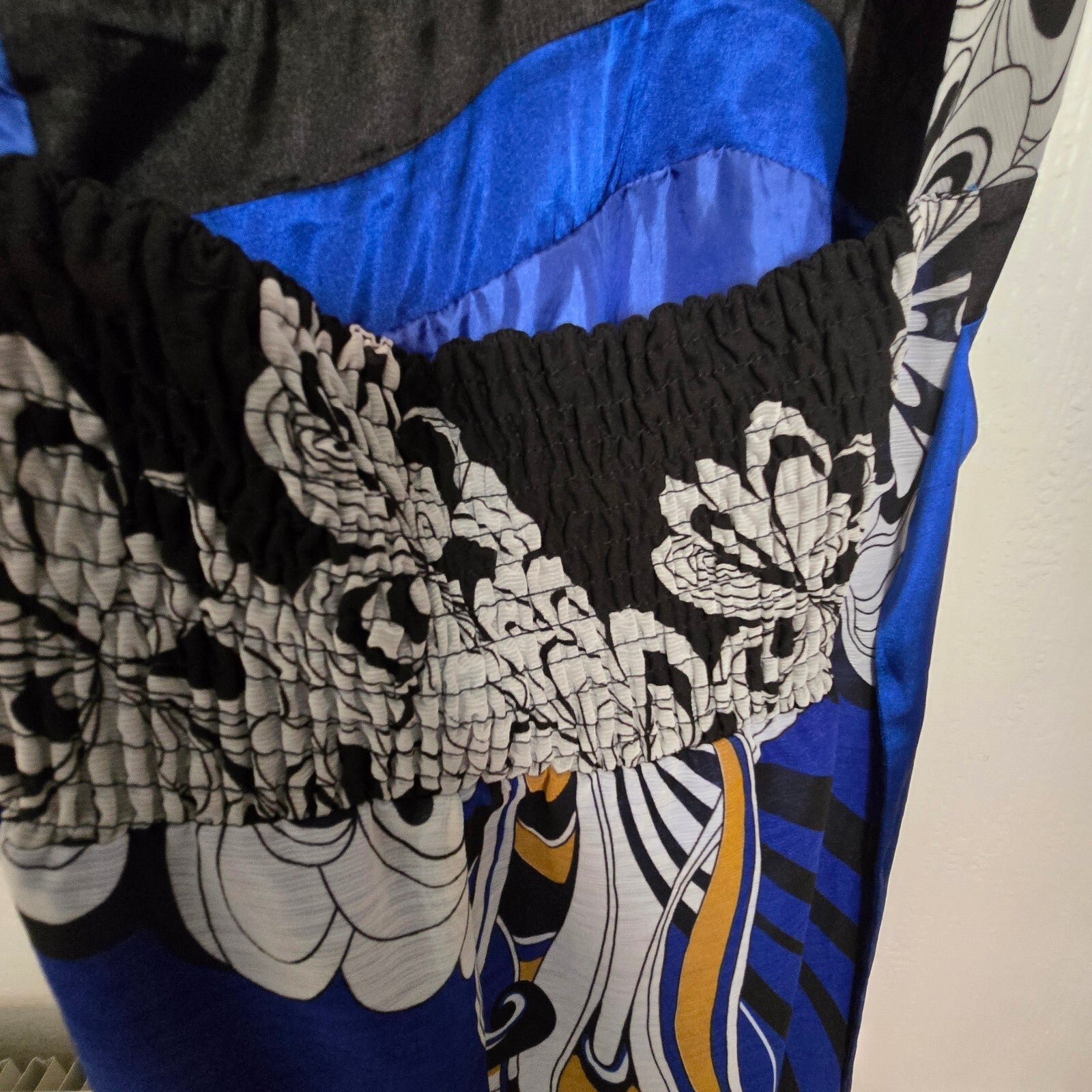 Tribeca Blue and Black Floral Halter Maxi Dress UK Size 8