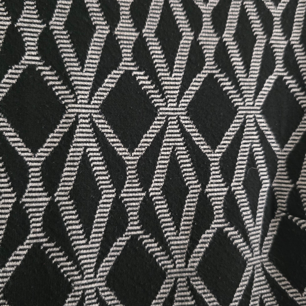 Next Black and Grey Geometric Pattern Short Sleeve Dress, size 8