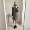Ann Harvey UK16 Euro42 Black and Silver Long Sleeve Dress