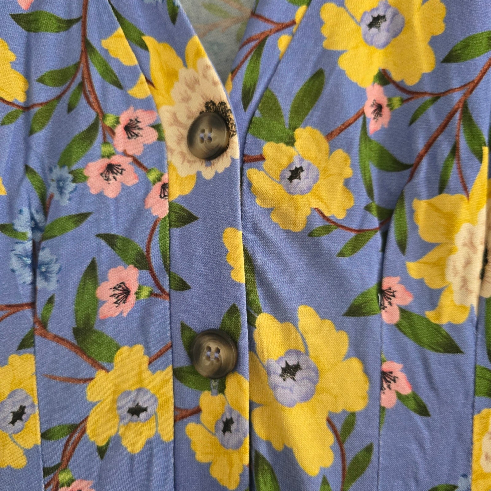 French Connection Blue Floral Viscose Dress UK 14, lightweight, soft fabric