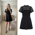 Zara Woman Black Lace and Solid Mini Dress, a line, skater, size M