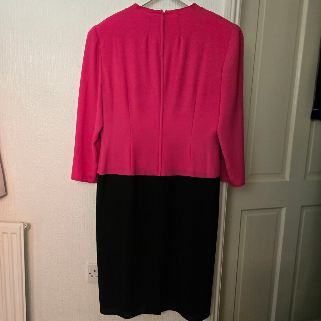 Condici Pink and Black Two-Tone Dress with Embroidered Detail, Size 20, elegant