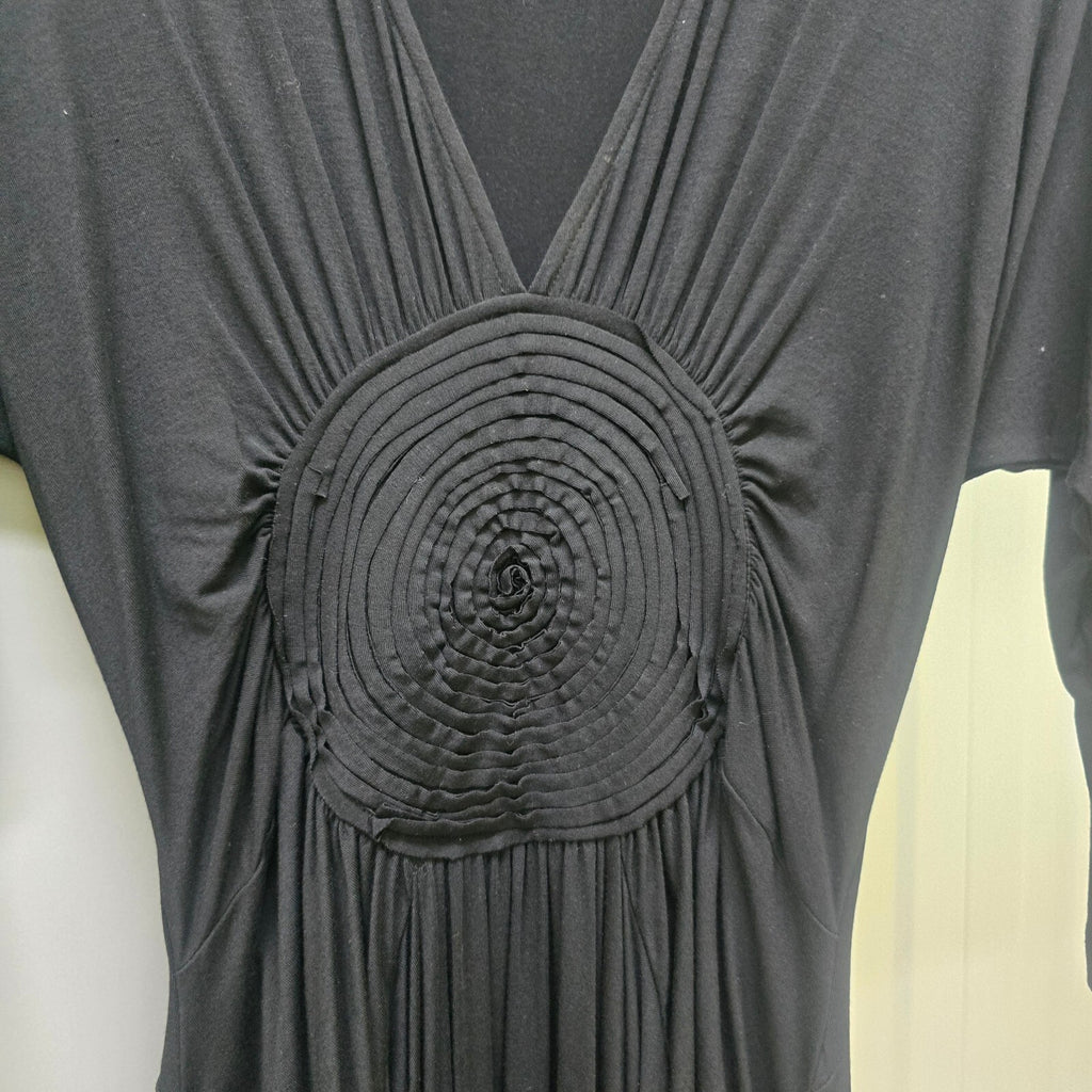 Day Birger et Mikkelsen Black Modal Blend Midi Dress with Circular Detail, XS