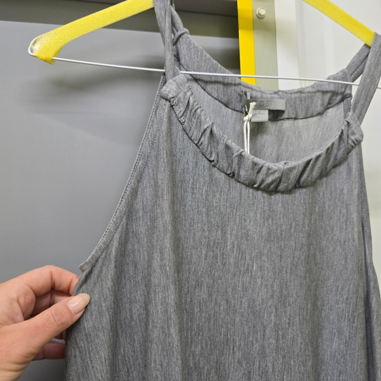 COS Grey Sleeveless Maxi Dress with Ruffle neck Detail, size XS, BNWT