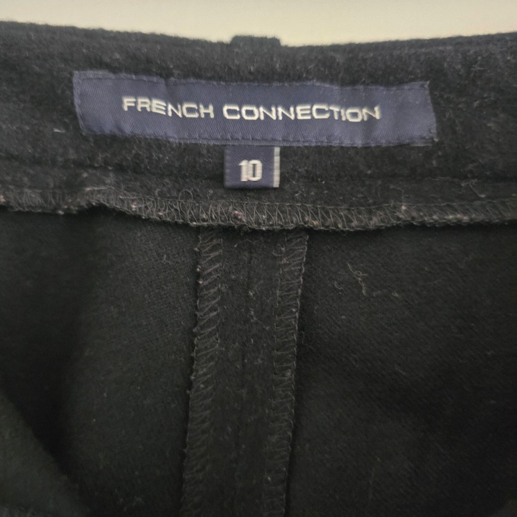 French Connection Black Wool Blend Wide Leg Trousers Size 10, smart, formal