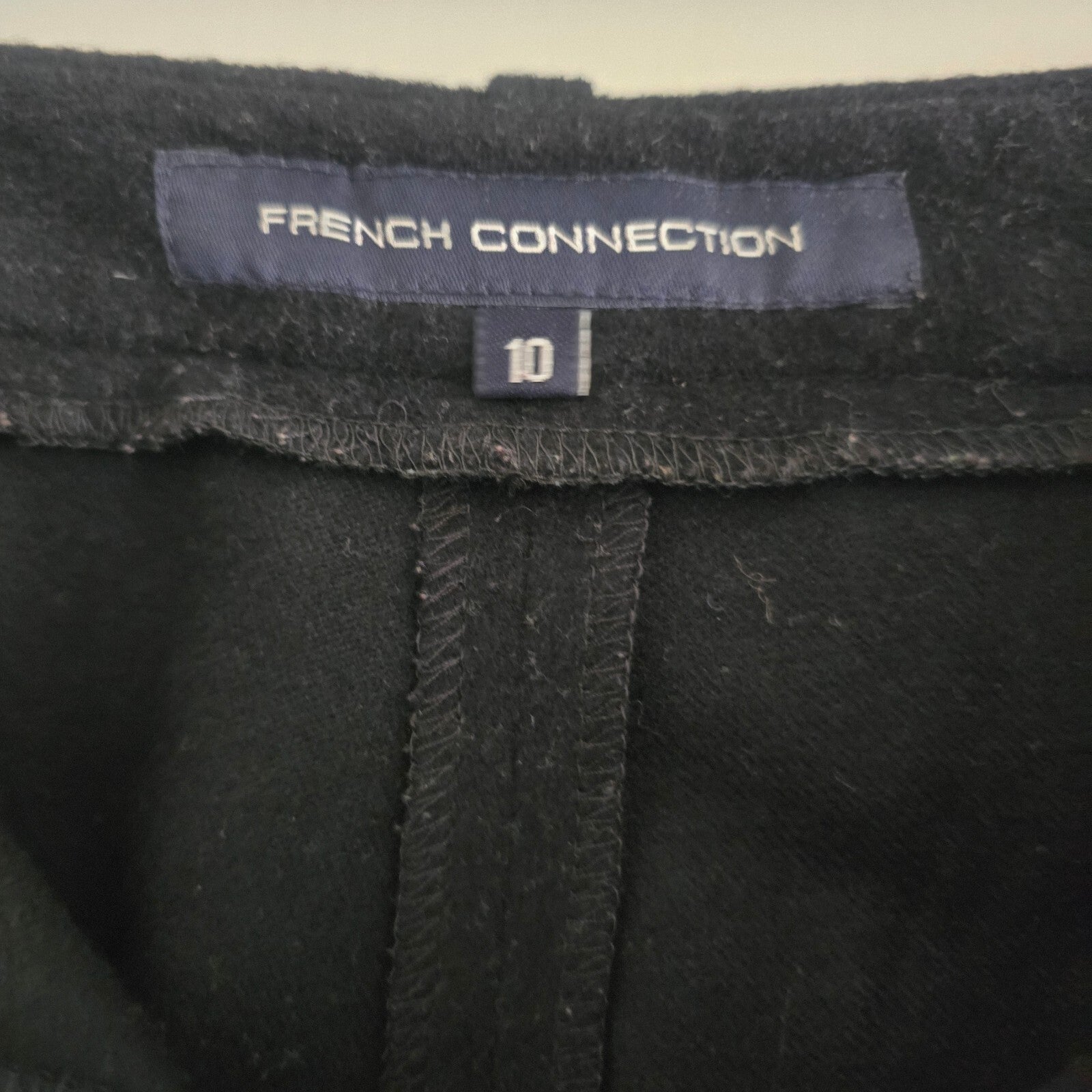 French Connection Black Wool Blend Wide Leg Trousers Size 10, smart, formal