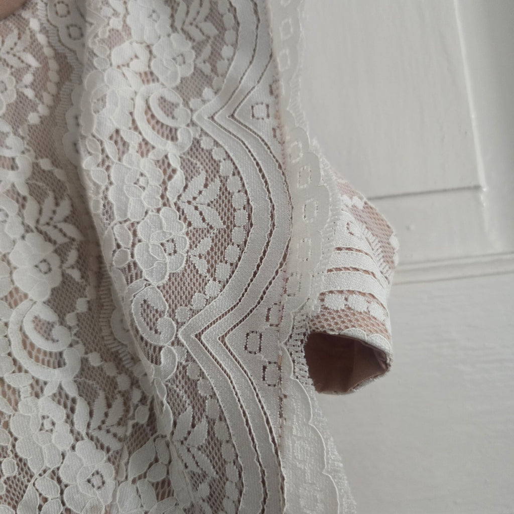 Love Triangle Nude and White Lace Overlay Dress Size 10, bridal, hen party