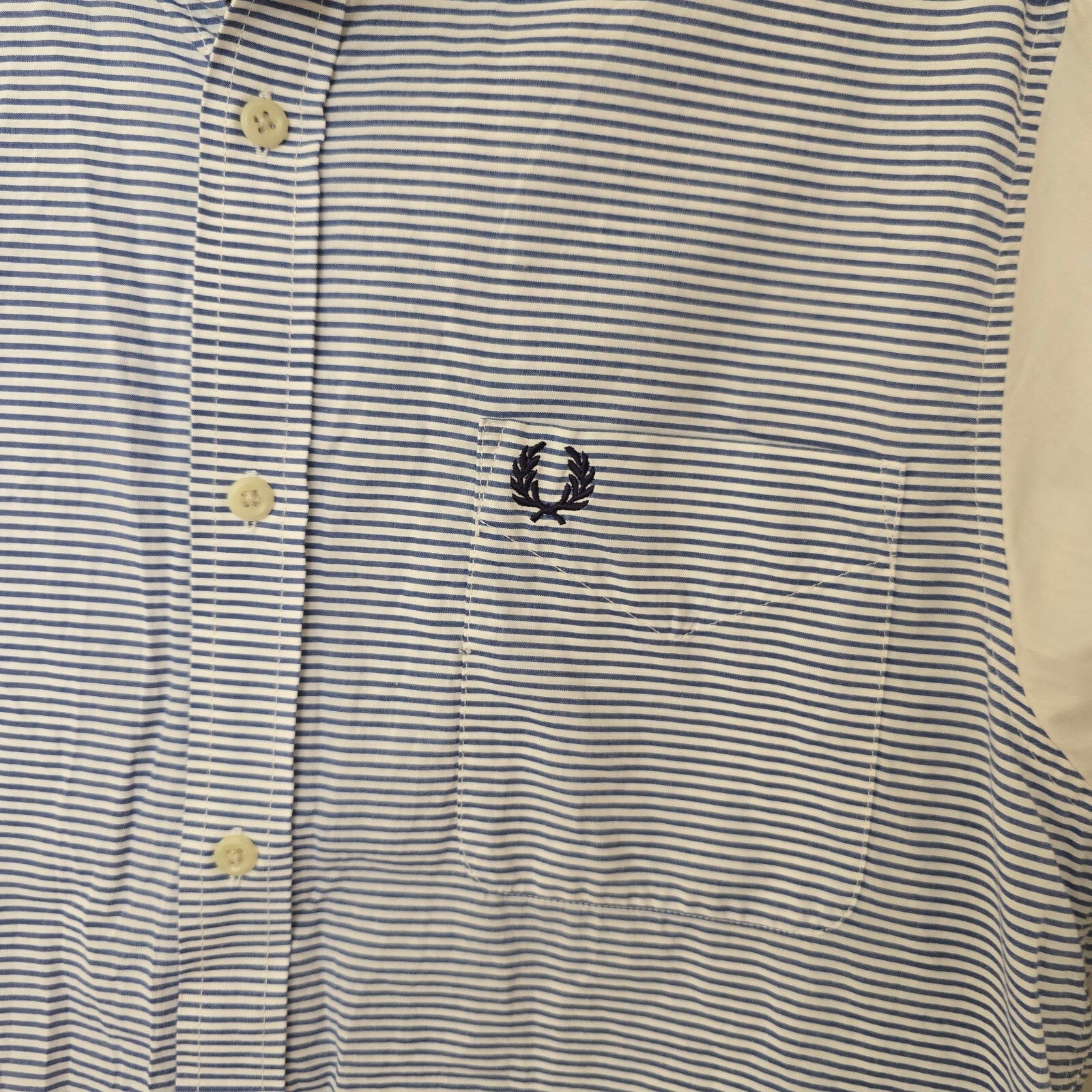 Fred Perry Men's Button-Down Shirt with Blue Stripes White Sleeves, Slim Fit, M