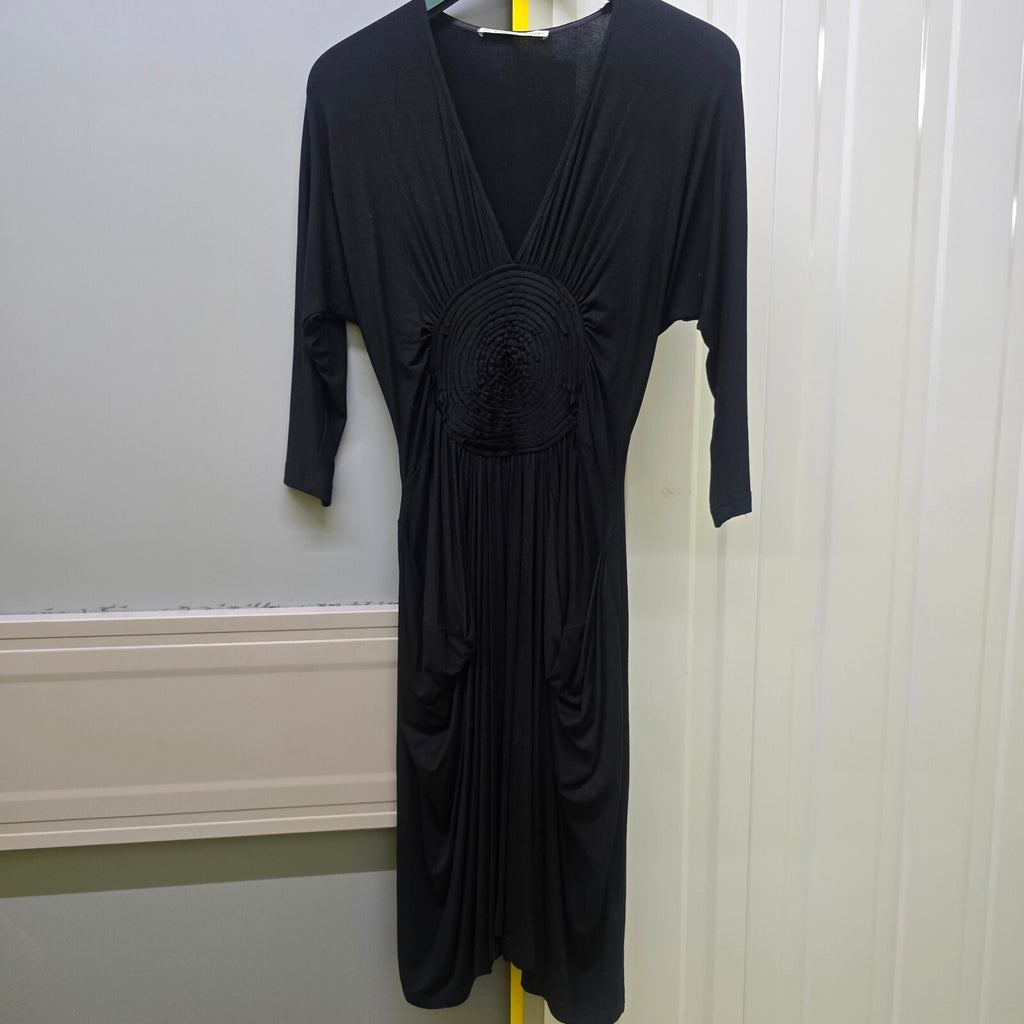 Day Birger et Mikkelsen Black Modal Blend Midi Dress with Circular Detail, XS